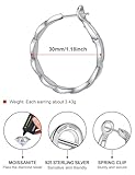 Ladylike Moissanite Huggie Hoop Earrings for Women 925 Sterling Silver with 18K White Gold Plated Twisted Thick Round Loops Hypoallergenic and Lightweight Earrings 30MM