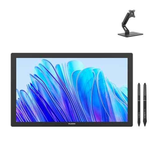 HUION KAMVAS Pro 19 4K UHD Drawing Tablet with Touch Screen, 96% Adobe RGB Drawing Monitor with 1.07 Billion Colors, HUION Monitor Stand, Single Monitor Arm ST500