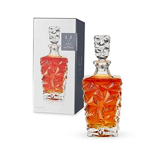 Viski Prism Whiskey Decanter, Lead-Free Crystal Liquor Carafe, Stylish Barware, Set of 1, 850 ml