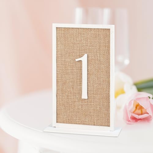 20 Pcs Table Numbers 1-20 Wedding Table Numbers with Wooden and Rattan Wedding Sign for Table Banquet Restaurant Wedding Party Decor