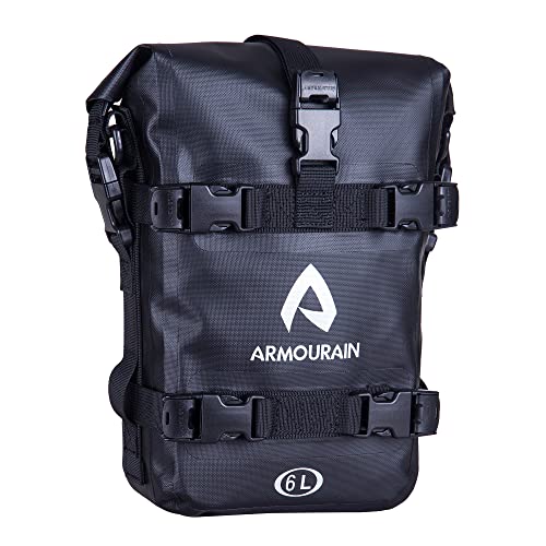 ARMOURAIN Motorcycle Bumpers Bag Waterproof 6L Motor Crash Bar Bag with Shoulder Strap Motorcycles Side Frame Bag Riding Tools Accessories (TPU Black)