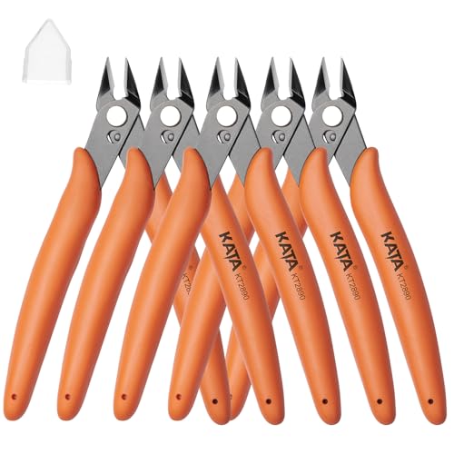 KATA 5-Pack Micro Wire Cutters, Precision Electronics Flush Cutter and Side Cutting pliers, Clean Cut for Model, Jewelry, Model Kits