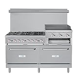 KoolMore KM-CRGB60-NG 60 in. 6 Burner Commercial Natural Gas Range with 24 in. Griddle and Broiler