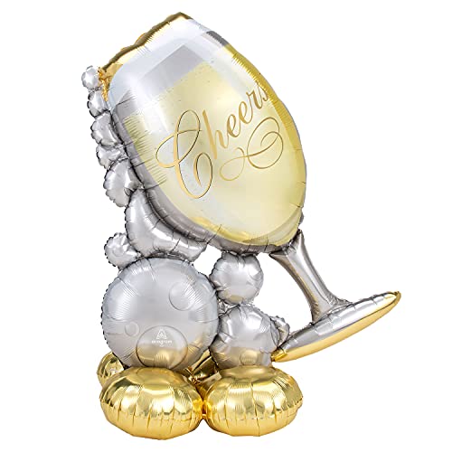 amscan 51" Anagram Bubbly Wine Glass Airloonz Foil Balloon, Multicolor