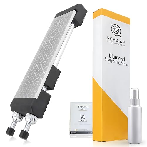 Heavy Duty Diamond Sharpening Stone Set with Adjustable Base, 2-Sided Fine/Coarse Grit Diamond Sharpening Plate, Fast & Efficient Diamond Knife Sharpener for Knives and Chisels from Schaaf Tools