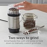 Hamilton Beach Custom Grind Electric Coffee Grinder for 4-14 Cups, One-Press Hand-Free Operation with Auto Shutoff, Removable Grinding Bowl For Easy Pour and Clean, Stainless Steel (80406)