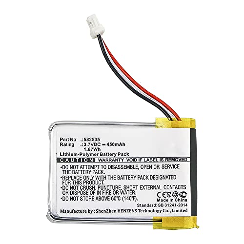 Synergy Digital Dashcam Battery, Compatible with Mio 582535 Dashcam, (Li-Pol, 3.7V, 450mAh) Ultra High Capacity, Replacement for Mio 582535 Battery