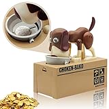 Hungry Dog Piggy Bank, Cute Dogs Steals Coins Like Magic Coin Munching Toy Money Box Birthday Gift for Kids