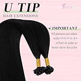 YoungSee U Tip Hair Extensions Black 24 Inch Utip Extensions Jet Black U Tips Hair Extensions Real Human Hair Black U Tip Keratin Fusion Hair Extensions for Long Hair 1g/s 50 Strands