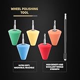 Polishing Cone, SPTA Car Wheel Hub Drill Buffing Sponge Pads Kit, Polishing Ball, 5 Pack Car Buffers and Polishers Kit for Drill, Attaches to Standard Household Drill