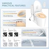 LEIVI Smart Bidet Toilet Seat with Wireless Remote and Side Panel, Multiple Spray Modes, Adjustable Heated Seat, Warm Water and Air Dryer, Auto LED Nightlight, Elongated