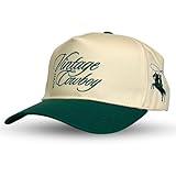 Vintage Western Trucker Hat | Men & Women | Embroidered Trendy Caps | Country Cute Hats for Cowgirls & Cowboys | Camo Denim Cotton Styles | Snapback Hat (Vintage Cowboy | Green)