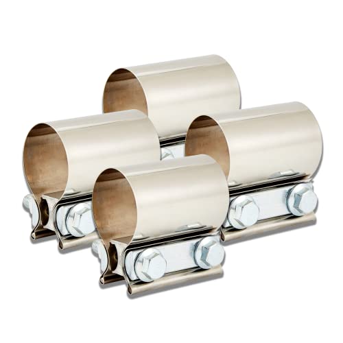 Butt Joint Band Clamps,Exhaust Muffler Clamp Exhaust Pipe Clamps Sleeve Stainless Steel (2, 1.5'')