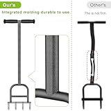 Dolibest Lawn Coring Aerator, Stainless Steel 4 Corer Plug Aerator Tool with Soft Rubber Grip, Manual Grass Aerating Tool, Garden Tool & Cleaning Hand Tool for Loosening Soil and Improving Lawn Health