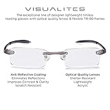 Visualites 1 Smoke 1.50 Power Lightweight Rimless Reading Glasses For Men and Women