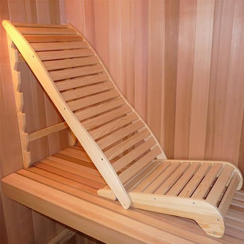 Smartmak Canadian Wooden Adjustable Sauna Chair, Foldable Natural Wood Lounge Reclined with Ergonomic Backrest, Anti-Slip, Sauna Bench for Any Traditional Sauna (Red Cedar)
