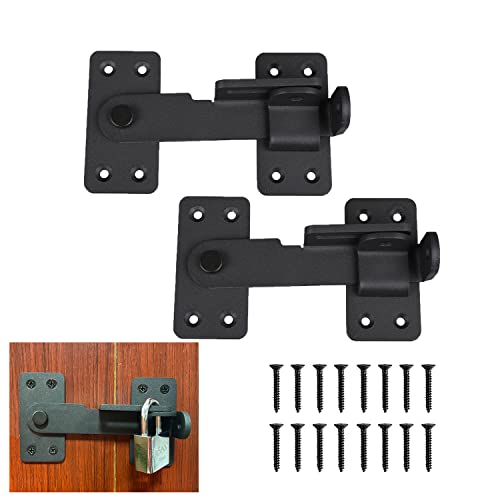 VANROUG 2PCS Flip Latch Lock,90 Degre Heavy Duty Gate Latch with Padlock Hole,Safety Door Bolt Latch Lock,Barn Door Lock Suitable for Wooden Fences,cabinets, bathrooms, Toilets, Windows, etc.
