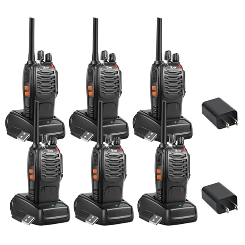 TIDRADIO TD-V2 Walkie Talkies Long Range for Adults, Frequency Copy 16 Channel Handheld Two Way Radios,2 Way Radio with USB Charging Flashlight VOX for Business School Church Restaurant Retail(6 Pack)
