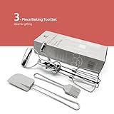 Hommony Rotary Egg Beater 12", Stainless Steel Baking Set with Silicone Spatula and Basting Pastry Brush