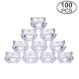 TMO 100pcs 5 Gram Clear Jars Plastic Jars Plastic Cosmetic Container Empty Cosmetic Sample Containers Transparent 5G/5ML Plastic Pot Jars for Eye Shadow,Nails,Powder,Paint