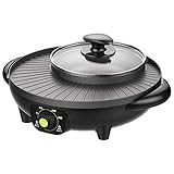 LIVEN Electric Shabu Shabu Hot Pot with BBQ Multifunctional Electric Skillet 120V