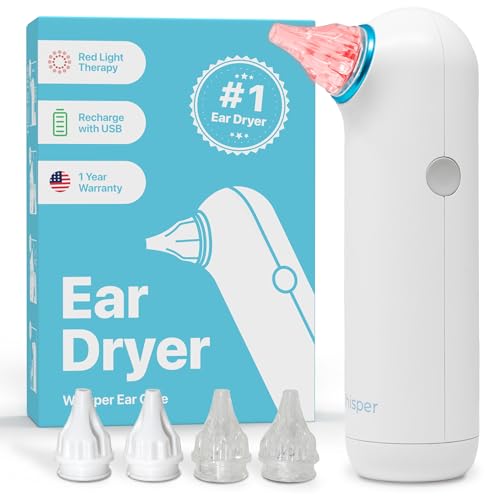 Ear Dryer | USA | Rechargable Ear Water Drying Aid with Red Light Therapy Delivers Gentle Warm Air to The Ear to Combat Annoying Swimmers Ear Infections as an Ear Fluid Remover