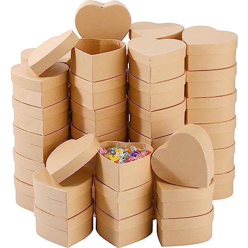 Geyee 24 Pcs Heart Shaped Paper Mache Box, Gift Box with Lid 3. 9 Inch Nesting DIY Cardboard for Decoupaging Painting Storing Jewelry Treasure