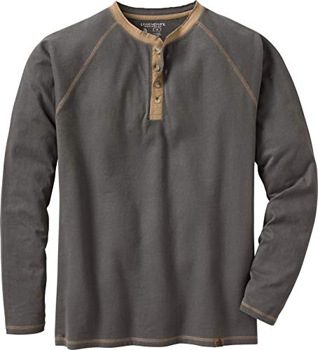 Legendary Whitetails Men's Standard Recluse Henley Long Sleeve Brushed Cotton Shirt, Charcoal, Large