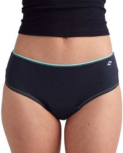 saalt Teen Brief Period Underwear - Leakproof Menstrual Underwear for Teen Girls - Nylon-Spandex Blend - Full-Coverage Comfort - Machine Washable - Heavy Absorbency - 11-12 (M) Midnight Sky