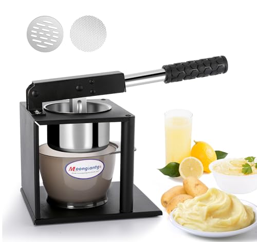 Moongiantgo Potato Ricer Masher with 2 Interchangeable Discs Hand Food Press for Mashed Potatoes, Avocados Puree or Fruit Juicer Squeezer for Citrus Pomegranate Lemon Orange Lime