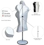 DisplayTown White Female Mannequin Torso with Metal Stand Hollow Back Body Stackable Dress Form for Tshirt Display, Countertop, Craft Shows, Photos and Design, S-M Clothing Size