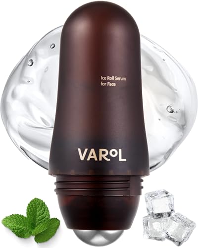 VAROL Ice Roll Serum | Cooling Face Roller with Serum for Depuffing, Under Eye Bag, Hydrating, Firming & Reduce Wrinkles with Bakuchiol & Collagen | Korean Skin Care & Gua Sha Facial Tool | 1.69 Fl Oz