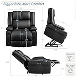 Yaheetech Large Electric Power Lift Recliner Chair, PU Leather Massage Chair with Heat and USB Port for Elderly, Ergonomic Lounge Chair with 2 Cup Holders Side Pockets, Overstuffed Wide Single Sofa