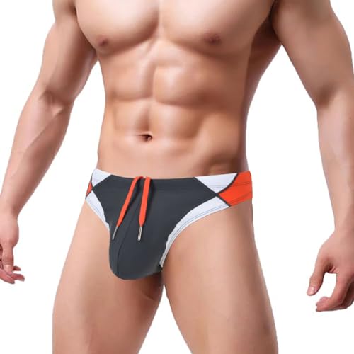 ZAIGGUT Mens Swim Briefs with Bulge Enhancing Pouch Bikini Sexy Tight Swimwear with Drawstring Grey XXL