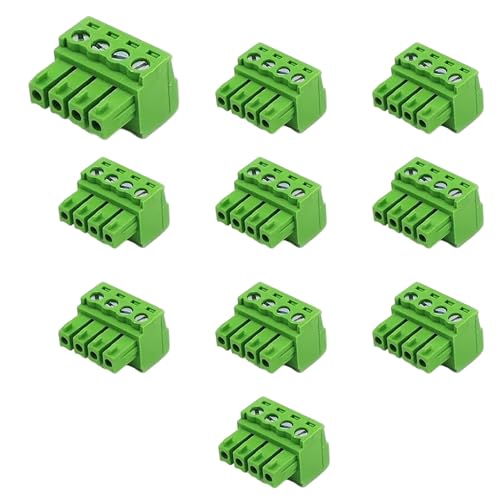 XUGERIP 10 PCS 4 Pin 3.5mm Pitch PCB Screw Terminal Block Connector, Male Plug for 28-16AWG,Pluggable Quick Connector-4 Pole