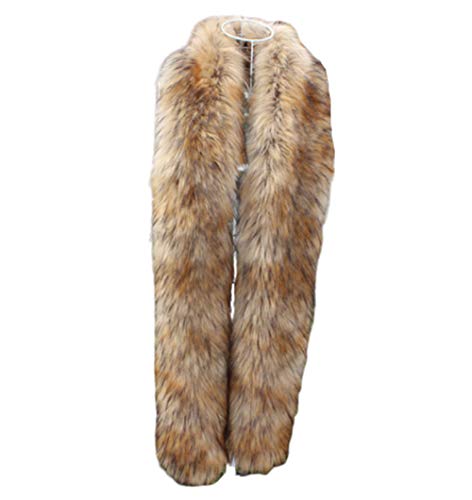LDFWAY Long Men Women Faux Fur Collar Winter Warm Wrap Stole Scarf Shawl Shrug (Brown)