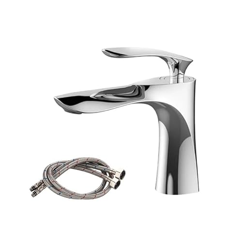 Sink Faucet Grifo De Baño Dorado De Lujo, Mezclador De Agua Fría Y Caliente, Grifos De Lavabo De Latón, Tapware Montado En Cubierta De Un Solo Orificio, Manija Única Bathroom Faucet (Color : Chrome S