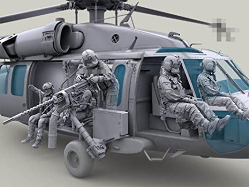 Risjc 1:35 Helicopter Commando Resin Soldier Model kit unassembled and unpainted //W2964 (Includes 7 People, 2 Machine Guns and 1 Rope, no Aircraft)