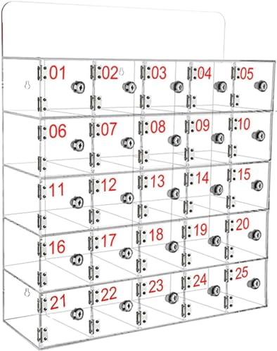 Transparent Acrylic Cell Phone Locker with 8 Doors, Secure Mobile Phone Storage Cabinet, 35-Slot Safe Deposit Box for Offices, Schools, and Events
