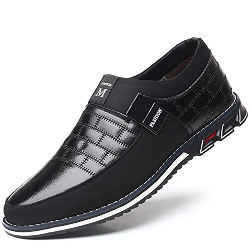 COSIDRAM Men Casual Shoes Sneakers Loafers Walking Shoes Lightweight Driving Business Office Slip on Black 8.5