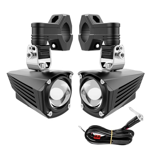 2.2 inch Mini LED Fog Lights for Motorcycle, Motorcycle Auxiliary Driving Light, Dual Color, Strobe Modes, Waterproof Wiring with Switch, Suspension Mounting Method, Acc+ Design