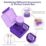 Pawtong Bento Lunch Box with 8oz Soup Thermo, Kids Leakproof Lunch Food Containers with 4 Compartment, Kids Thermo Insulated Hot Food Jar for School, Trvael (Purple)