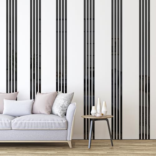 OUTANA 20 pcs Strip Acrylic self-Adhesive Mirror Tape Border - Removable cuttable Mirror Frame Border Peel and Stick Stickers for Mirror decoration1.2 * 13.8 inch (Black)