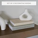 Beautiful Decorative Books - Set of 2 Linen Boxes Enhance Your Coffee Table, Bookshelf or Mantle Decor - Aesthetic Fake/Faux Books for Modern Home Decoration, Photo Storage and as a Keepsake Box