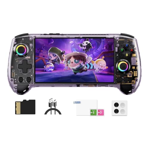 Doriteney RG557 Handheld Video Game Console Android 14 Gaming Console RG557 5.48" AMOLED HD Screen 256GB Game Card Game Player RG557 Support RGB Lighting 5500mAh Battery RG557 Purple