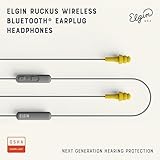 Elgin Ruckus Wireless Bluetooth Earplug Headphones, 25 dB NRR, Noise Canceling Mic, 12-Hour Battery, IP65 Sweatproof, Compliant with OSHA Hearing Safety Standards