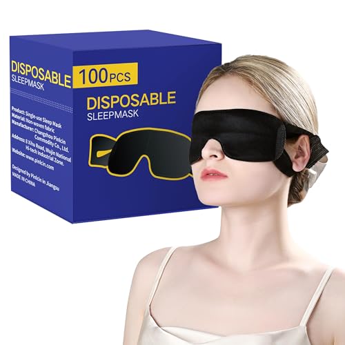 CROUVM Pack of 100 Disposable Sleep Eye Mask for Men Women, Blindfold Eye Mask Shade Cover for Sleeping, Night Sleep Mask, Block Out Light, Soft Comfort Eye Shade Cover for Travel Yoga Nap