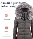 CREATMO US Women's Plus Size Long Puffer Jacket Winter Warm Parka Beautiful Waterproof Coat Grey 3XL