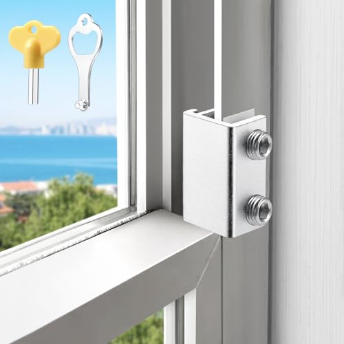 Sliding Window Locks (6 Sets), Window Locks for Up and Down Windows and Horizontal Windows, Window Security Bars, Window Security Lock with Key，Adjustable Security Window Lock
