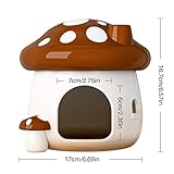 BUCATSTATE Hamster Hideout Ceramic, Mushroom Shape Hamster House and Habitats Cool Bed Ideal for All Season Dwarf Hamster Gerbil Mice Golden Bear (Brown-Large)